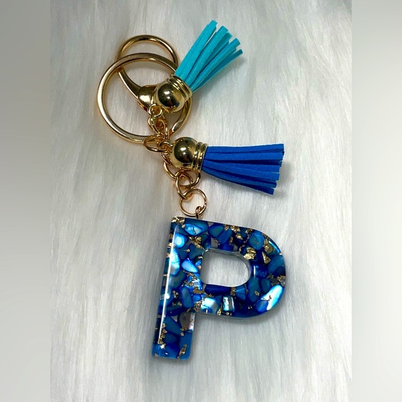 Accessories - Letter P in deep Blue keychain/bag Charm